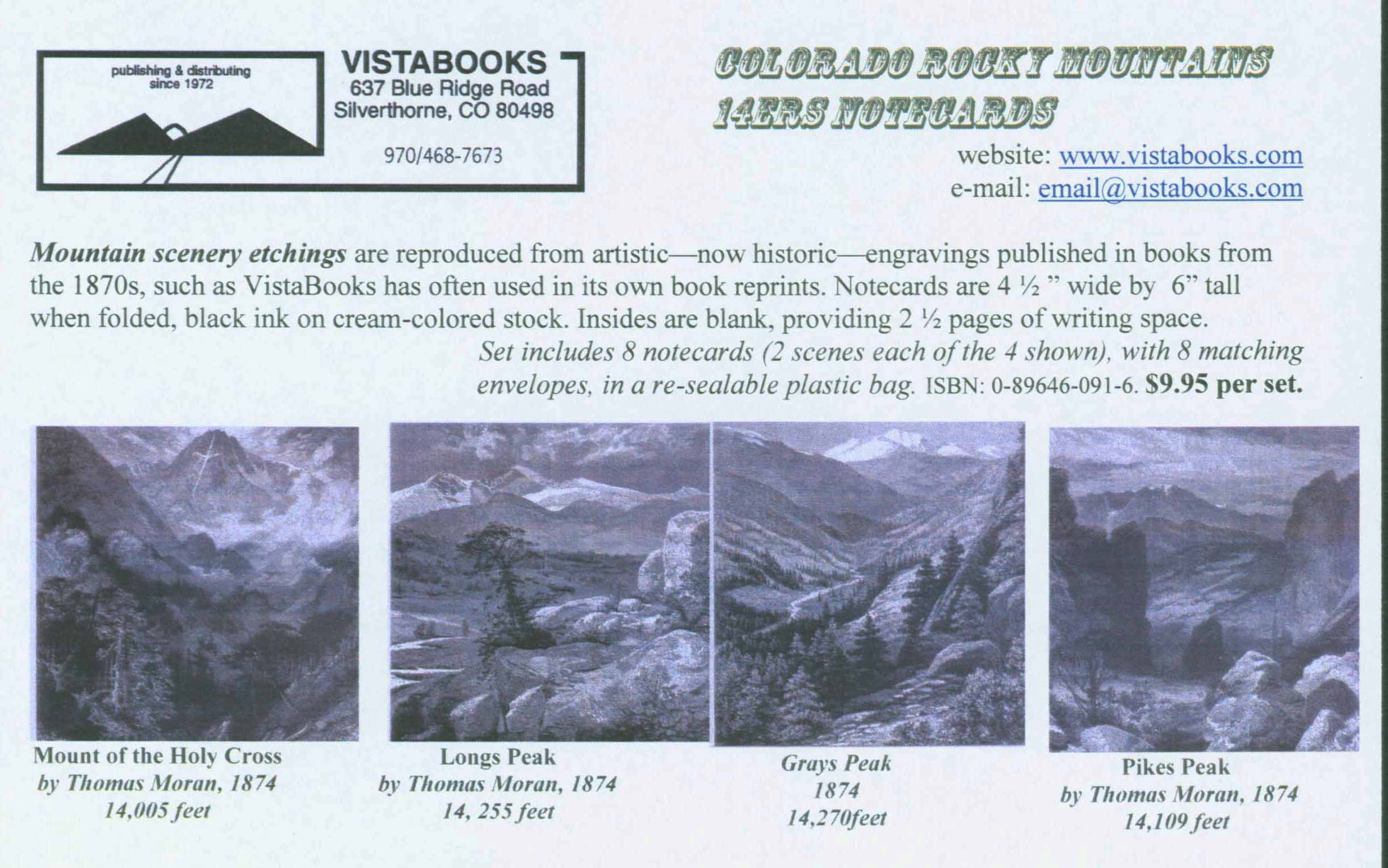 colorado rocky mountains notecards. 4 scenes